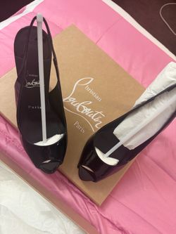 Christian Louboutin Black Patent Peep Toe Heels – Brand New Never Worn