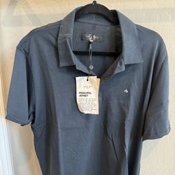 Rag & Bone - Principal Jersey Polo Shirt, XL, Navy Blue 