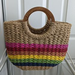 Woven Multi Color Raffia style purse bag