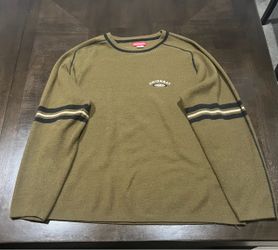 UNIONBAY Men's XL Green Acrylic Knit Crewneck Striped Pullover Sweater