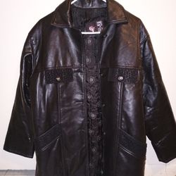 VINTAGE, GV HAND MADE IN ITALY BLACK, FAUX LEATHER JACKET - WOMEN MEDIUM