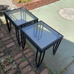 3 Piece Glass Table With Two Smaller Side Tables (3 Piece Set)
