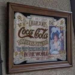 Vintage Coca Cola "Relieves Fatigue" Advertising Mirror Sign large 21 x 15