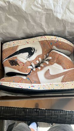 Air Jordan 1 Mid Brushstroke Paint Splatter Sneakers