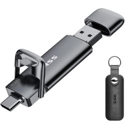 SSK 128GB Dual USB C Flash Drive,2-in-1 Type C+ USB A 3.2 Gen2 Solid State Thumb Drive,Speed Up to 550MB/s Memory Stick Data Storage for iPhone 15,Thu