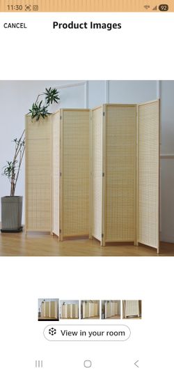 Furnnylane 6 Panel Bamboo Room Divider and Folding Panel Screen,Bamboo Panel Divider for Roon