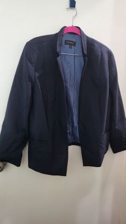 Talbots 2pc Suit Navy Polka Dot Wool Blend Blazer 16 & Trousers Pants 16P