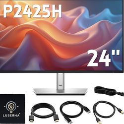 Dell P2425H Computer Monitor Screen 24" 16:9 IPS Display with Stand - 100Hz Full HD, 1920 x 1080 with DisplayPort, HDMI, USB 3.0 Upstream & Power Cabl