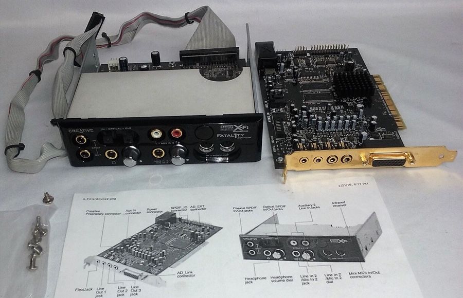 Creative Labs Sound Blaster X-FI Fatality Edition SB0460 and front panel SB0250