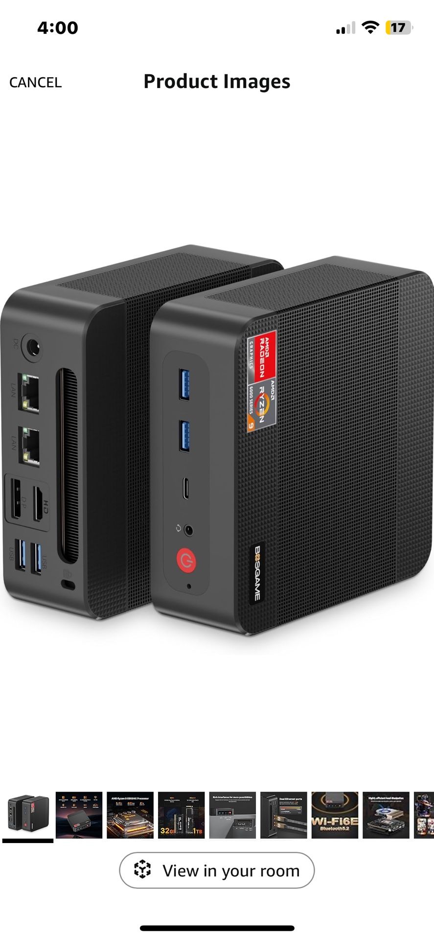 P3 Gaming Mini PC, AMD Ryzen 9 6900HX Mini Computers (8 Core/16 Thread, up to 4.9GHz), 32GB DDR5 1TB M.2 NVMe SSD, Triple Display Mini Desktop PC, Dua