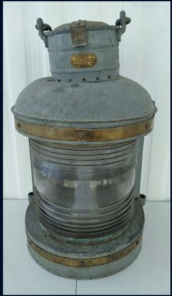 Antique Maritime Lantern Galvanized Metal Glass Railroad Style Navigation Light A Ward Hendrickson