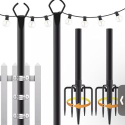 2 Pack String Light Poles,10 Ft Light Poles for outside String Lights,Outdoor 