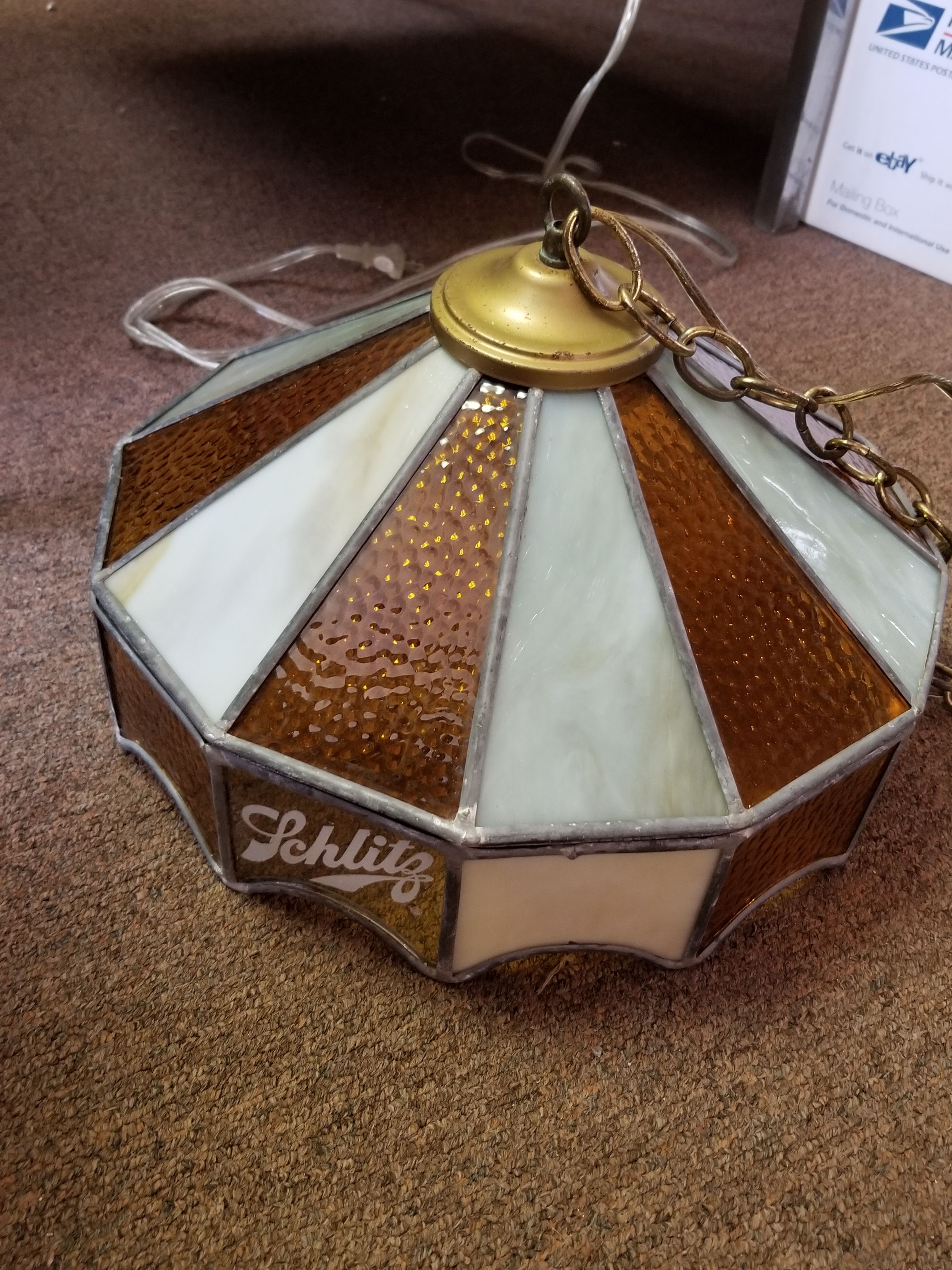Schlitz beer sign light stained glass vintage lighted bar brewery