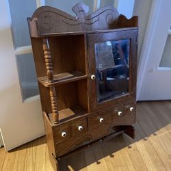 Antique Cabinet Vintage Wall Shelf Trinket Display