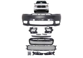 LYZ New Complete Front Bumper Cover Kit with Upper Lower Grille & LED Fog Lights Assembly Kit Compatible with Dodge Durango SRT Style 2016-2020