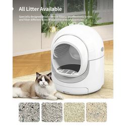 Muhub Self Cleaning Cat Litter Box,App Control Support,Odor Removal, 85L Large Capacity, White&Gray