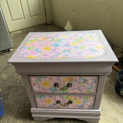 Vintage Butterfly Decoupage Side table Perfect for butterfly lovers or little girls room