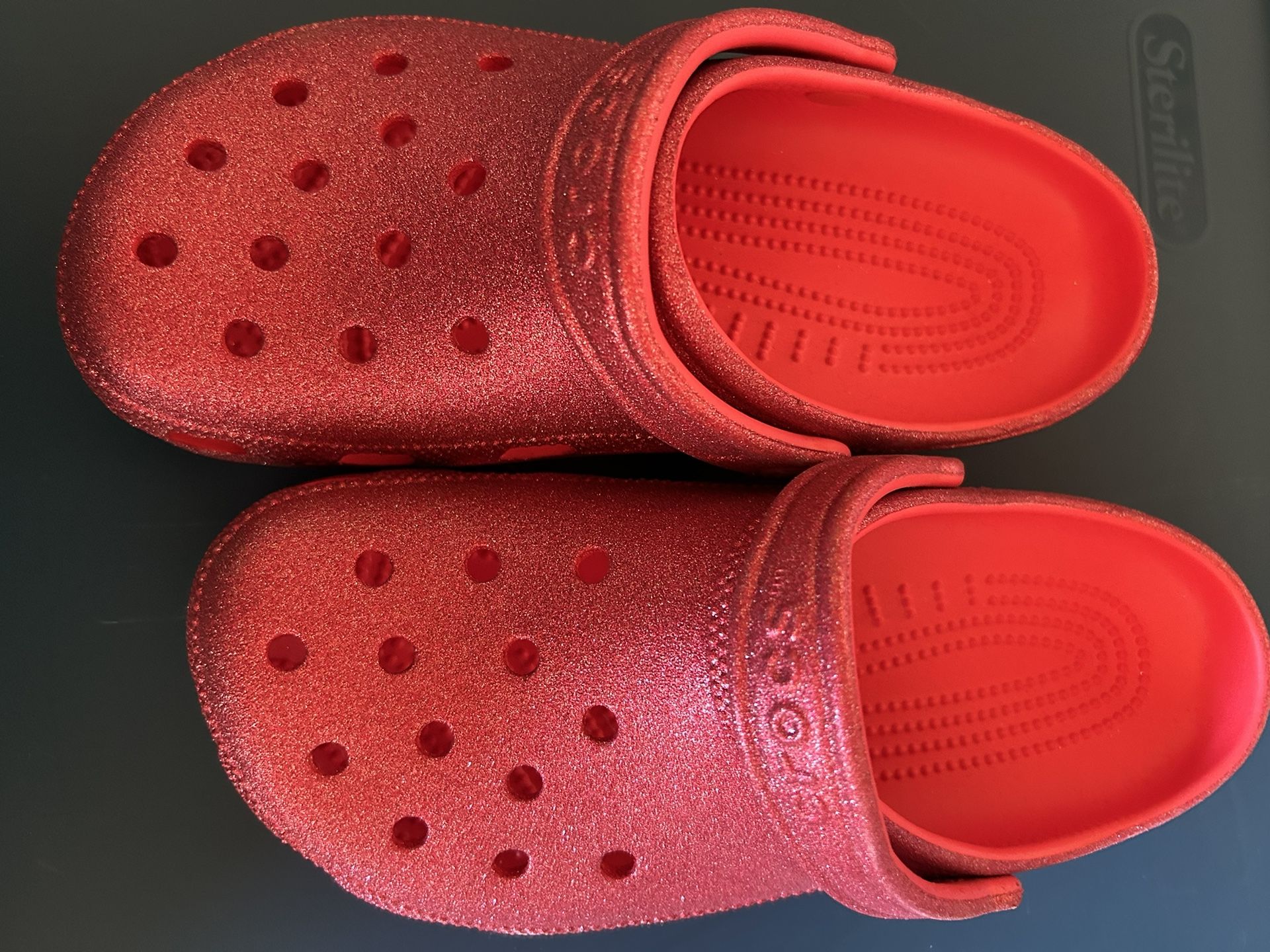 Red Glitter Crocs