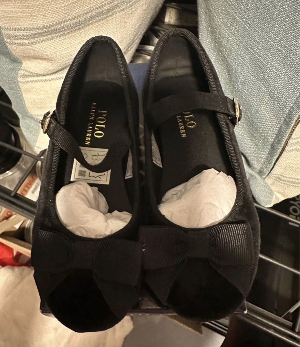 Polo Ralph Lauren Black Velvet Kinslee Shoes Toddler size 9 