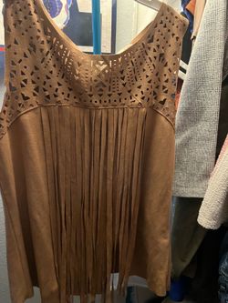 Tan suede laser cut tank  top