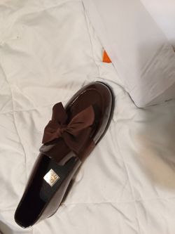 Dark Brown Patent Loafer with Bow Detail
