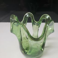 Pulled Green Blown Adventurine Art Glass Decor