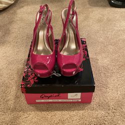 Ladies Hot Pink Platform Heels, Size 6.5