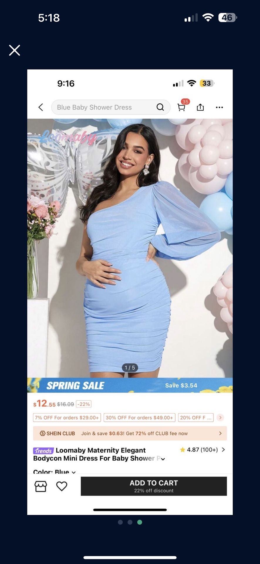 Maternity Blue Dress Size Large