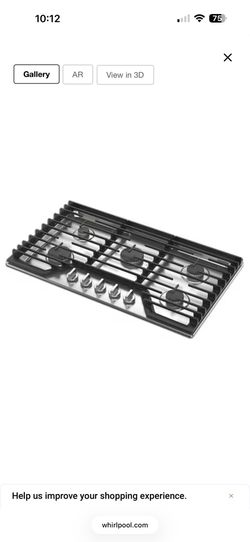 Whirlpool 5 burner cooktop gas range