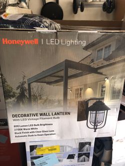 Product Information Honeywell Decorative Wall Lantern with LED Vintage Filament Bulb
