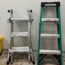 Werner Aluminum Multipurpose ladder (MT-13) & Werner 4 ft. Fiberglass Step Ladder FS204 