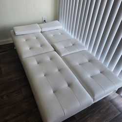 White pleather futon