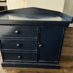 Vintage Navy Blue Distressed Dresser/changer Solid Wood 