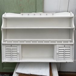 Large White Wood Wall Shelf 4 Levels