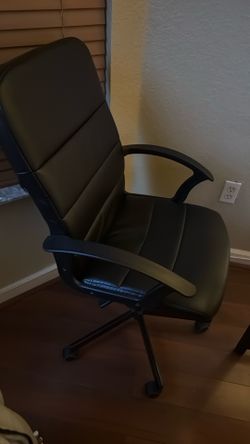 Black leather desk chair