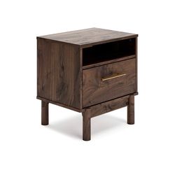 TWO Ashley Furniture Calverson 20” 1 Drawer Nightstand Dark Brown