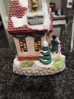 Ceramic Church With Carolers Music Figure