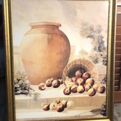 Beautiful Fruit And A Pot Print Reproducción. Professionally Framed Ready To Hang