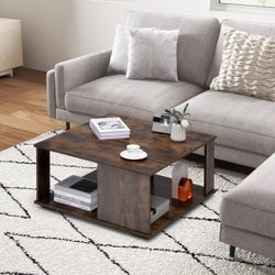 2-Tier Industrial Style Coffee Table for Living Room Bedroom Study Reception