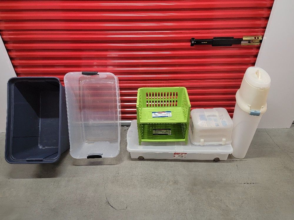 Mixed Lot of (7) Storage Bins,containers Boxes, and Organizers