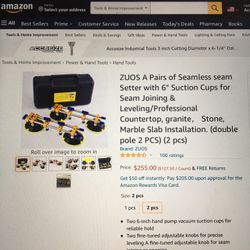 Brand New Zuos Seamless Setter With Suction Cups For Granite Marble Stone Installation 