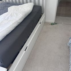 Full Size Bed Frame With Deep Drawers Underneath. Great For A Guest room Or Kiddos.