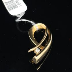 14KT Yellow Gold Diamond Swirl Pendant 4.22g I-676