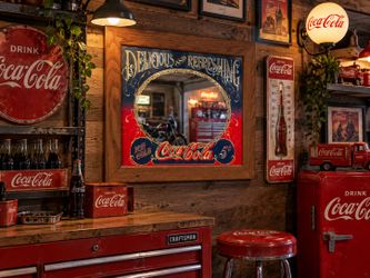 Vintage Style Coca-Cola Framed Mirror – 5¢ Ice Cold Advertising Decor