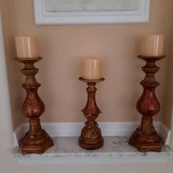Three Beautiful  Candle Holders with Candles 