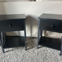 Set of 2 VECELO Black Nightstands – One Excellent, One Needs Small Fix – $45 OBO