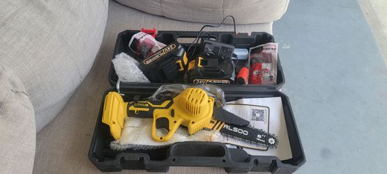6" Cordless Mini Chainsaw Kit 24V (NEW) - Electric Tree Pruner with Case
