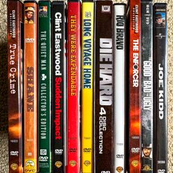 🎯 Action Legends DVD Bundle – Clint Eastwood, John Wayne, Die Hard Set – 14 Movies for $25!
