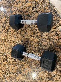 10 lb Rubber Hex Dumbbells Pair