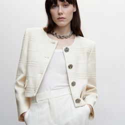 Mango Women Cream Blazer 